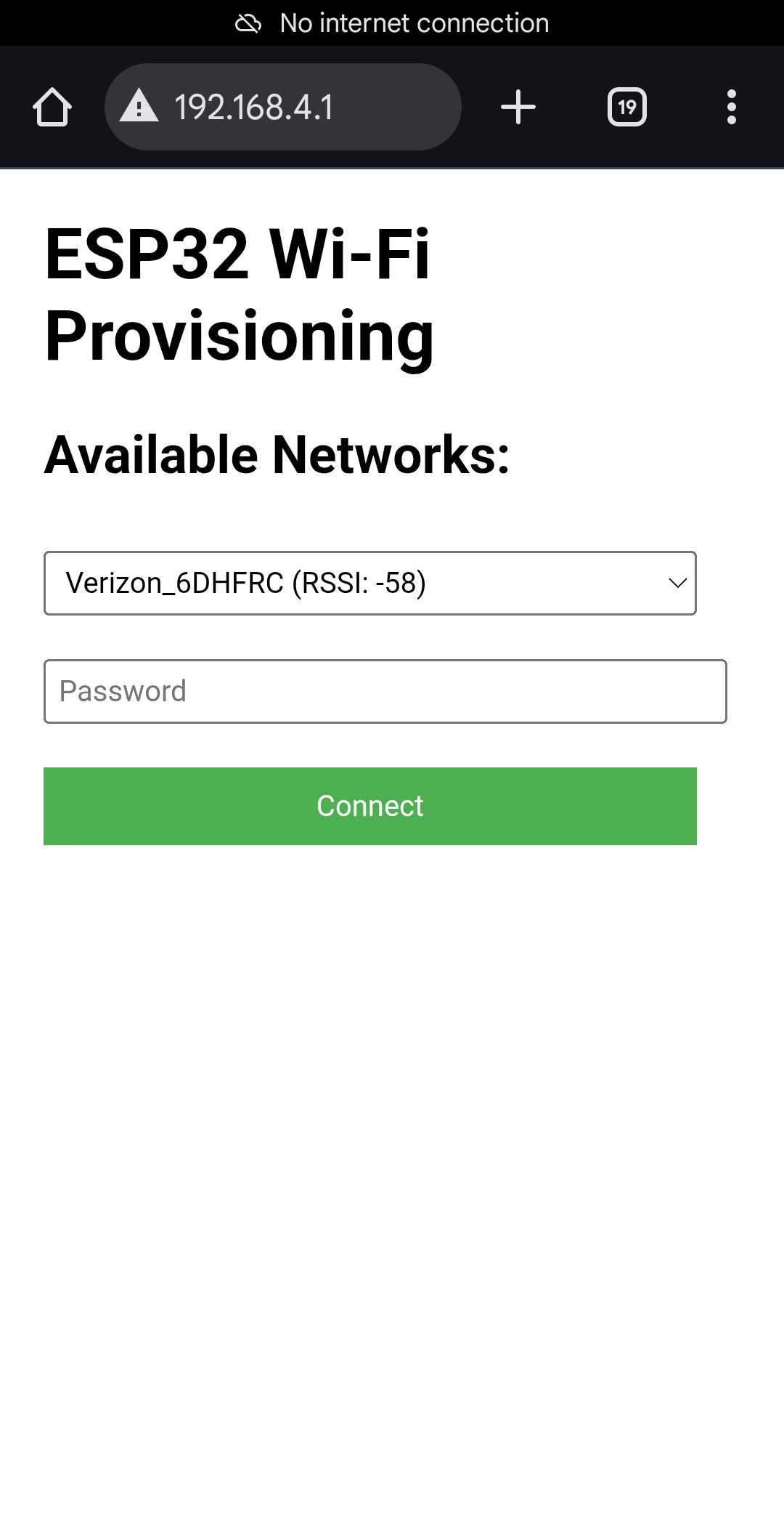 Select network and enter password