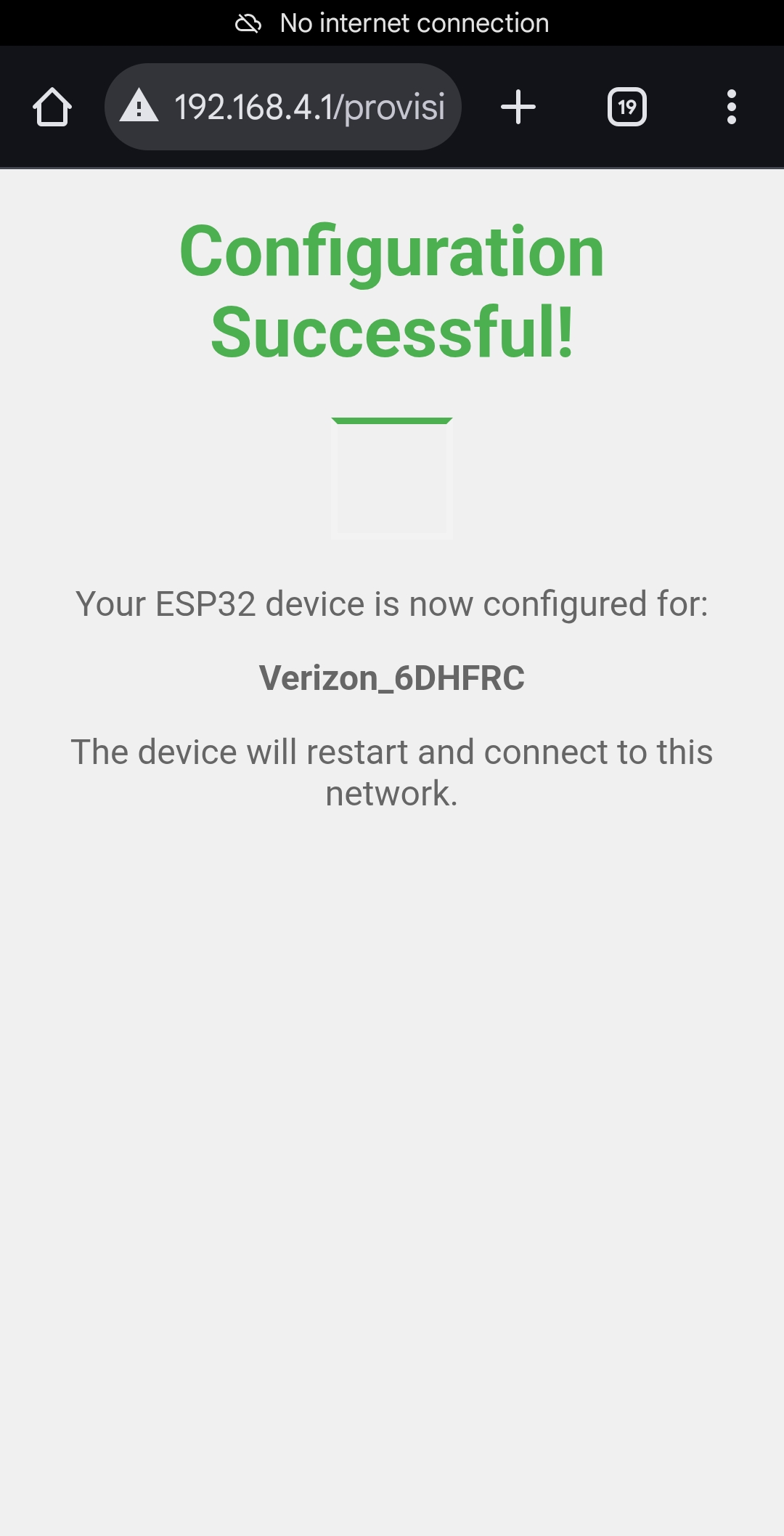 Provisioning success